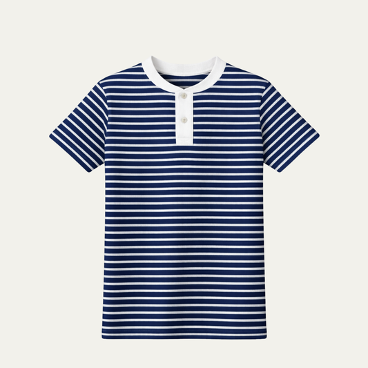 The Henley | Navy Stripe