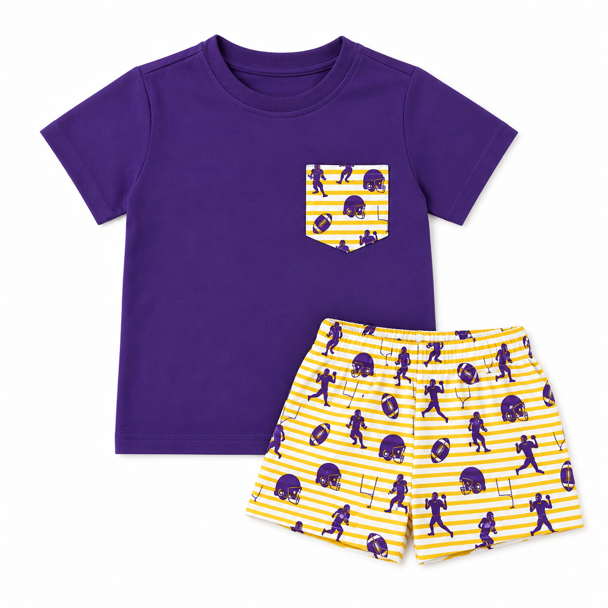 FTBL Knit Short Set|Purple & Yellow
