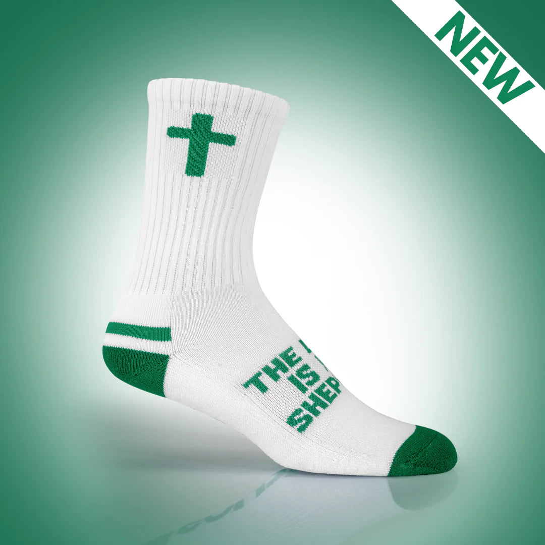 Pathos Socks - The Lord is My Shepherd | White + Pasture Green