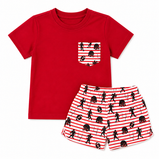 FTBL Knit Short Set|Red & Black