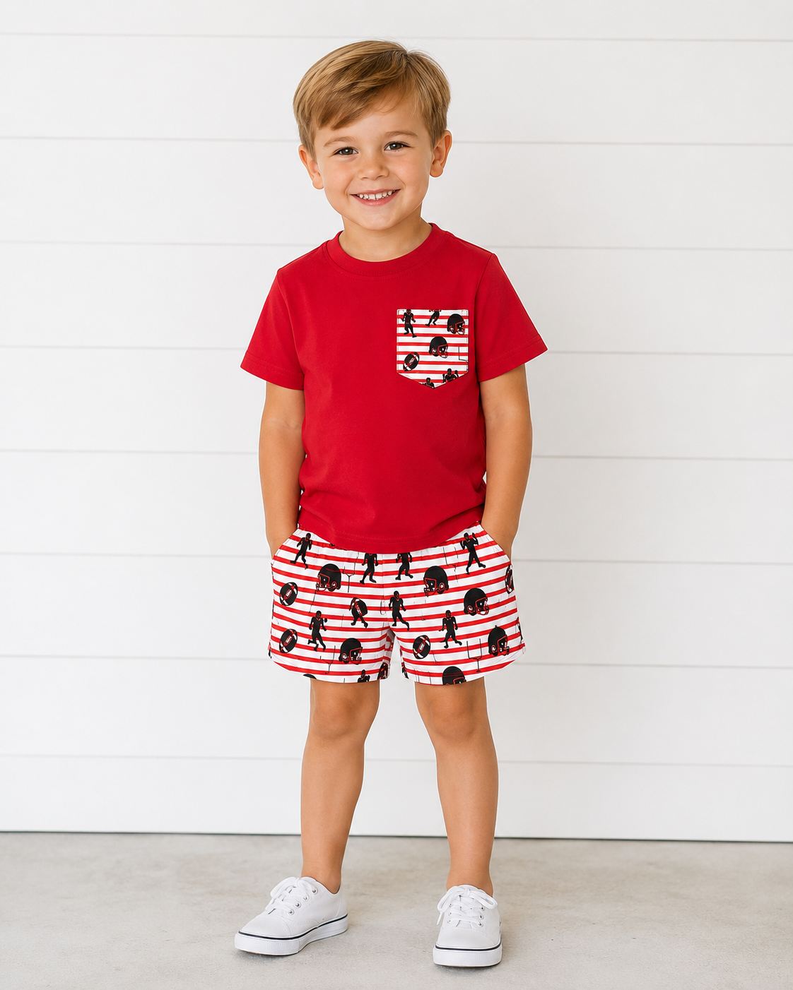 FTBL Knit Short Set|Red & Black