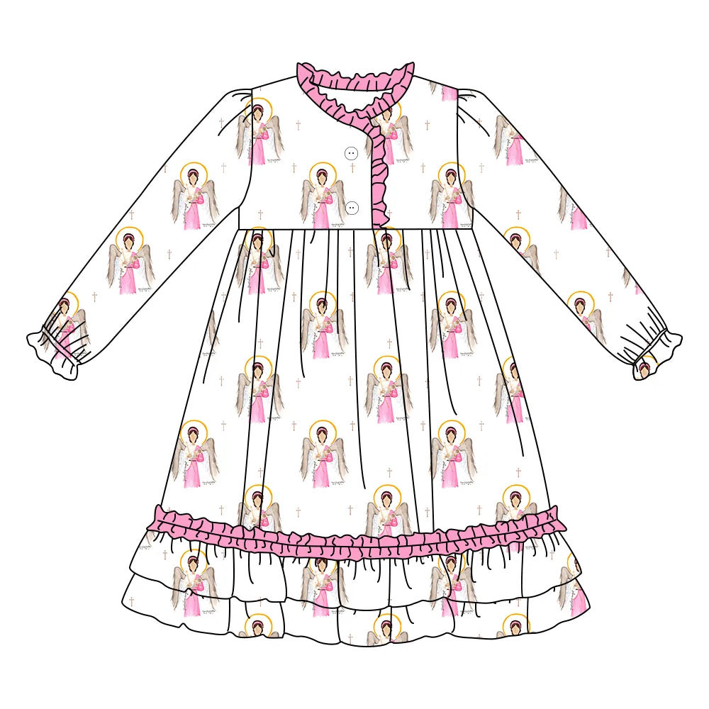 Pink Guardian Angel Ruffle Gown