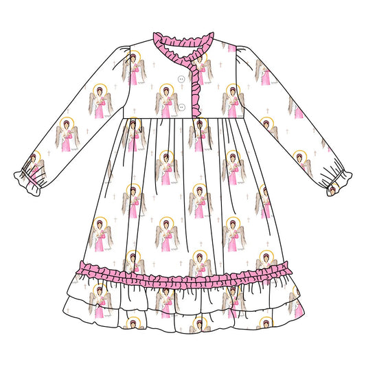 Pink Guardian Angel Ruffle Gown